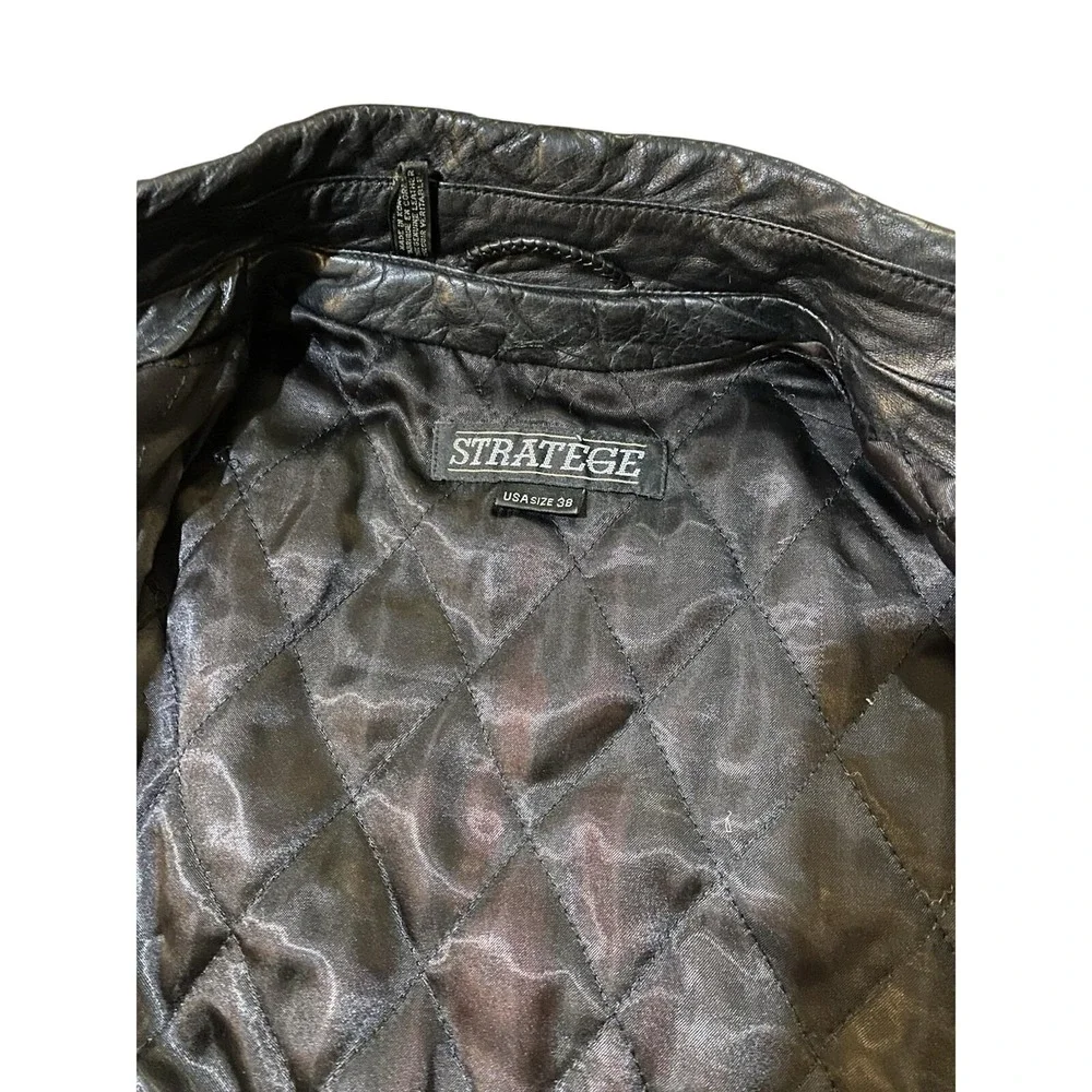RARE‎ Vintage 80's Stratège Leather Convertible Jacket/ Vest Mens Size 38 Black